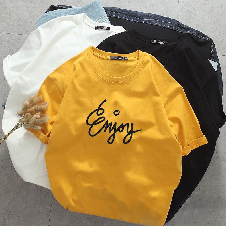 Áo thun nam nữ form rộng chữ kiểu enjoy vải dày mịn 20T2772