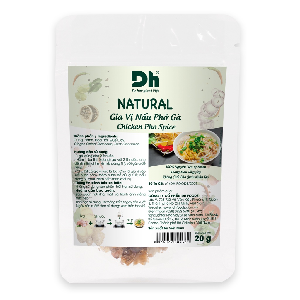 Combo 3 loại Natural Gia vị nấu Phở Dh Foods gia vị hoàn chỉnh nấu phở bò , phở gà có kèm túi lọc
