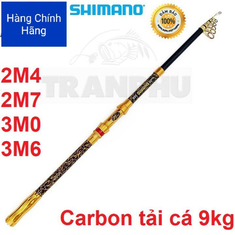 Cần câu máy rút Shimano vàng hoa 2m4_3m6, siêu chắc khỏe