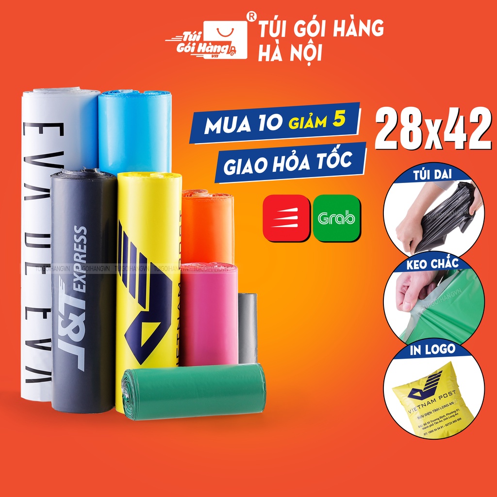 Túi Đóng Gói Hàng 28x42 TUIGOIHANGVN Cuộn 100 Cái Có Keo Niêm Phong - In Logo Theo Yêu Cầu
