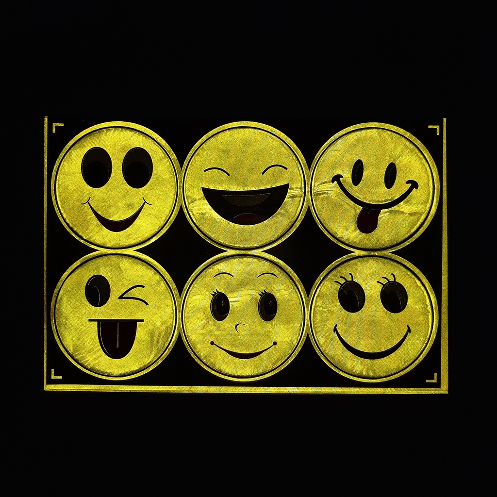 Hình dán phản quang 6 hình mặt cười to