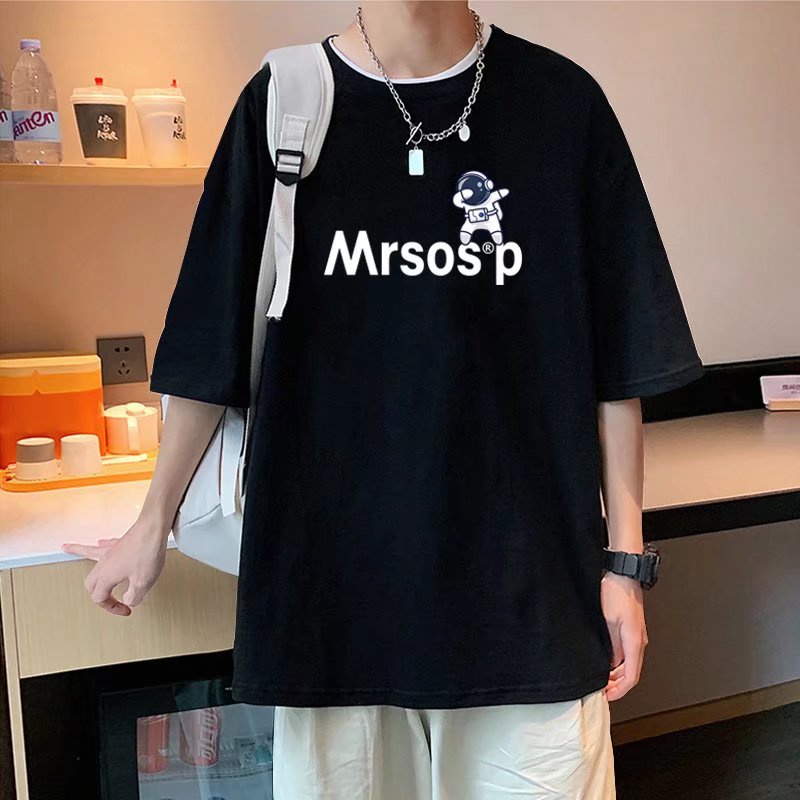Áo Thun Tay Ngắn Dáng Rộng In Hình Phi Hành Gia Kiểu Hip-Hop Đường Phố Hàn Quốc Thời Trang Mùa Hè Cho Nam Cỡ M-8XL