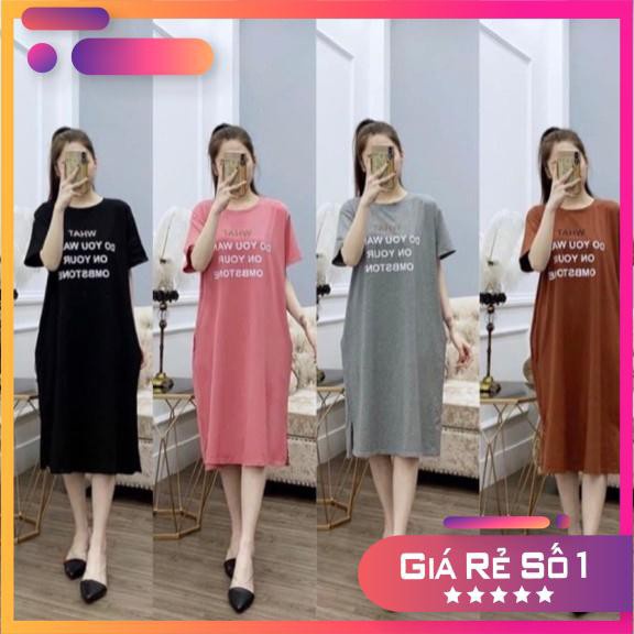 Đầm bầu ngắn tay M2 chất cotton thời trang thiết kế freesize từ 45 đến 70kg