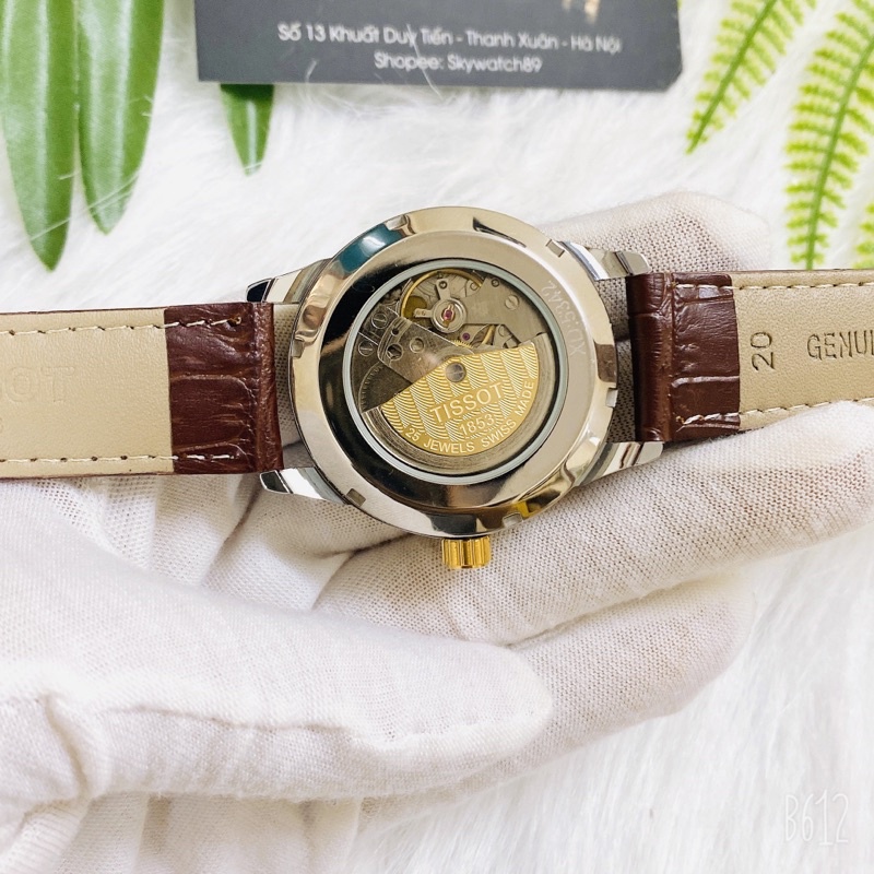 Đồng hồ nam tissot cơ nam dây da nâu mặt mạ vàng lấp lánh siêu bền bỉ phong cách lịch lãm | BigBuy360 - bigbuy360.vn