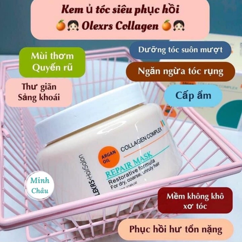 Bộ dầu gội xả Olexrs Argan Oil Collagen Hair Salon Cao Cấp Phục Hồi Tóc Hư Tổn Giúp Tóc Mềm Mượt
