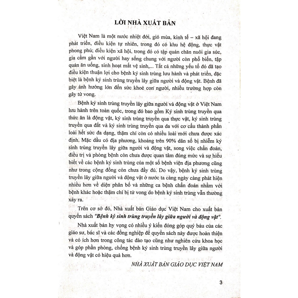 Sách - Bệnh Ký Sinh Trùng Truyền Lây Giữa Người Và Động Vật