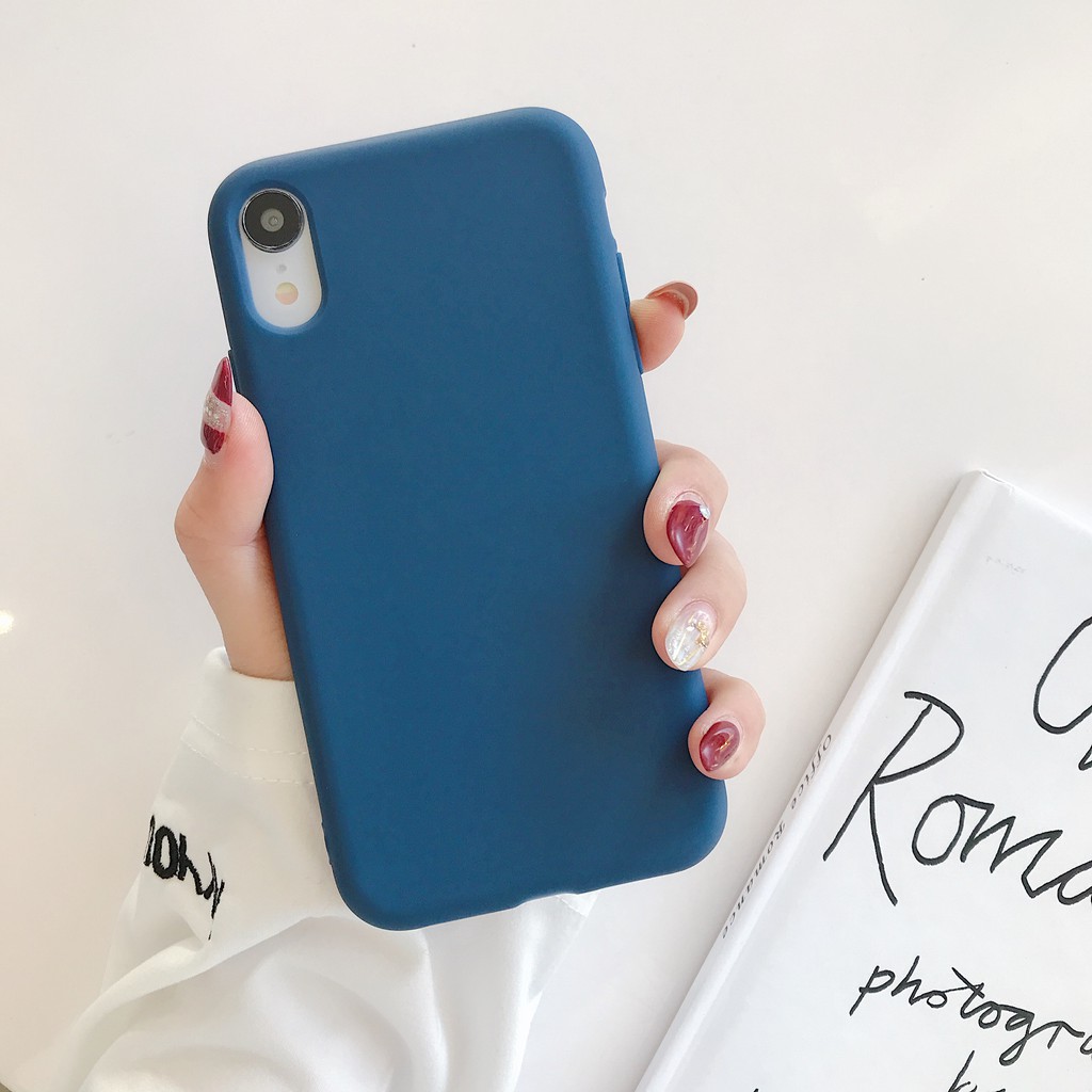 Ốp Điện Thoại Silicon Mềm Màu Xanh Lá / Xanh Dương Trơn Cho iphone 7 8 plus X XS XR 11 12 13 14 pro max