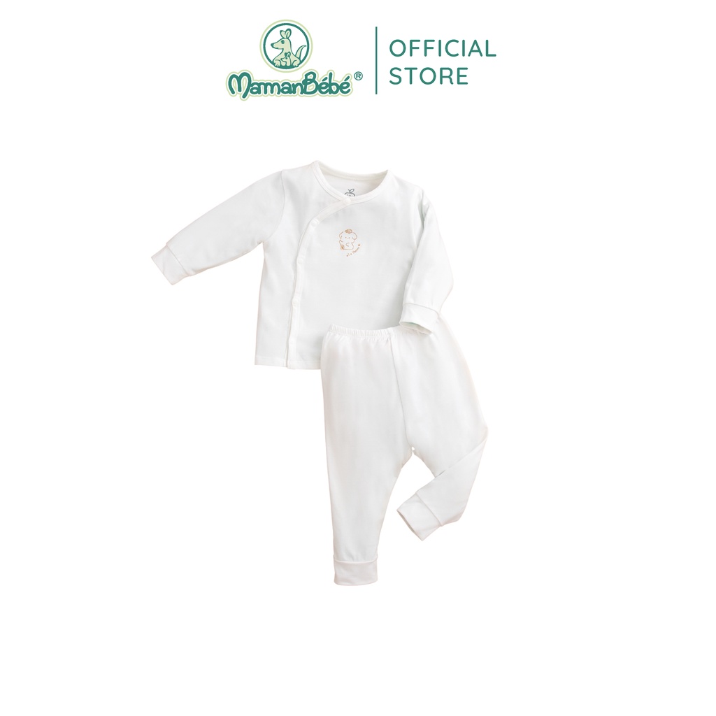 Bộ đồ dài Tay La Pomme Cúc lệch Puppy - Trắng