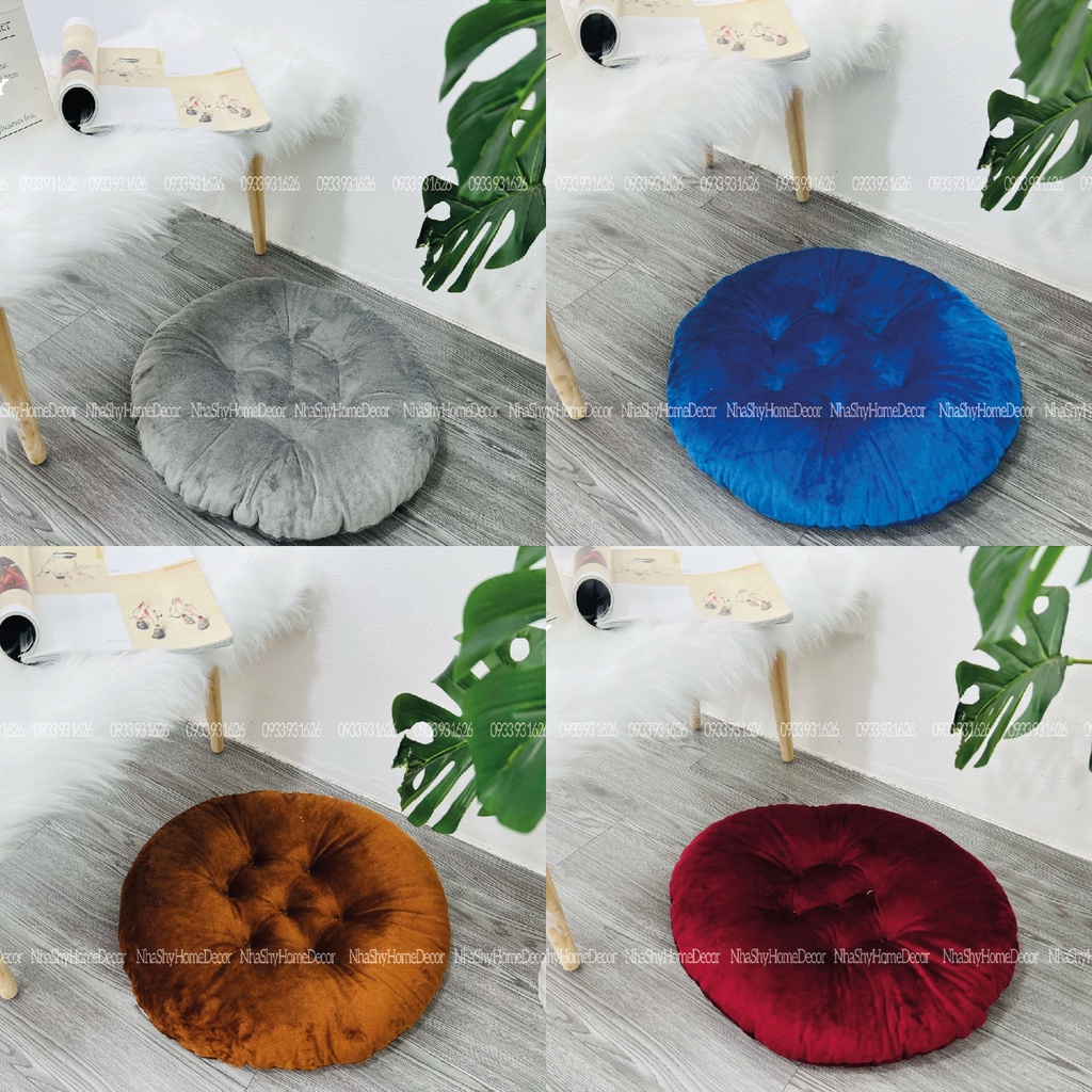 Đệm ngồi bệt hình tròn , đệm ngồi bàn trà chất nỉ nhung size đường kính 40cm