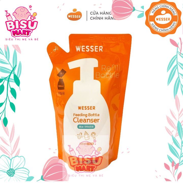 Nước rữa bình sữa và rau quả WESSER Bịch 500ml