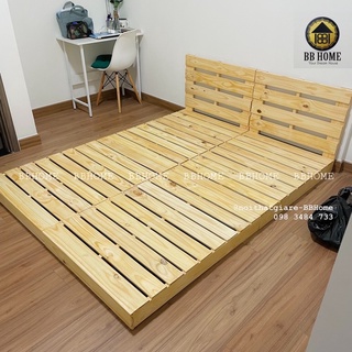Giường pallet gỗ thông mới 100% BBHome - Sơn phủ PU,nan gỗ dày
