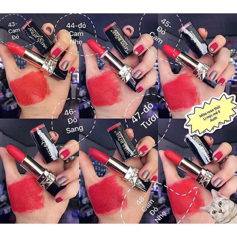 combo 5cây son Miss Rose 3D đen-son mềm mịn