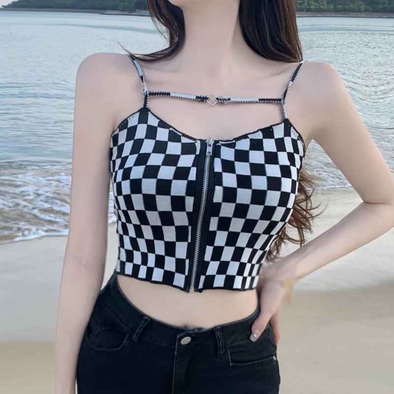 Áo Croptop Dệt Kim Thiết Kế Dây Đan Chéo Quyến Rũ