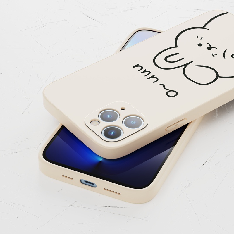 Ốp lưng iphone Ốp điện thoại SUNTAIHO bằng silicon mềm hình mặt thỏ thích hợp cho iPhone 13 12 11 Mini Pro X XR XS Max 7 8 Plus