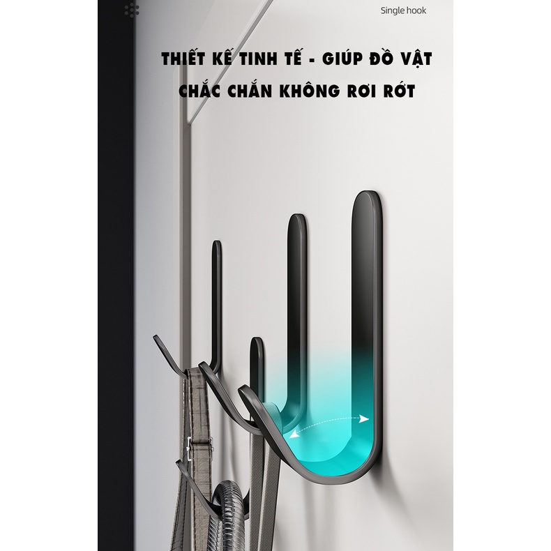 Bộ 5 Móc Treo Đồ Dán Tường - YouQin Chất Liệu Hợp Kim Nhôm Không Gỉ, Dán Keo Siêu Chắc, Không Khoan Đục