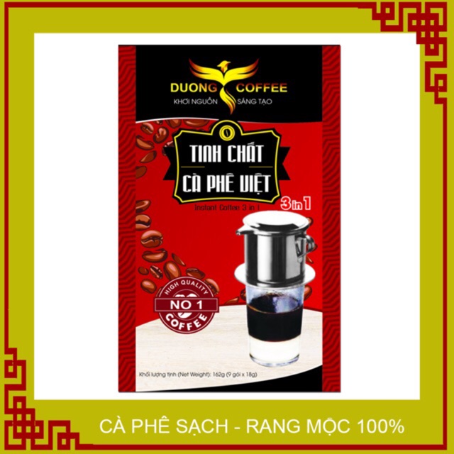 Cà phê hòa tan sữa 3in1 - Gu mạnh - Dương Cafe- hộp 9 gói x 18g