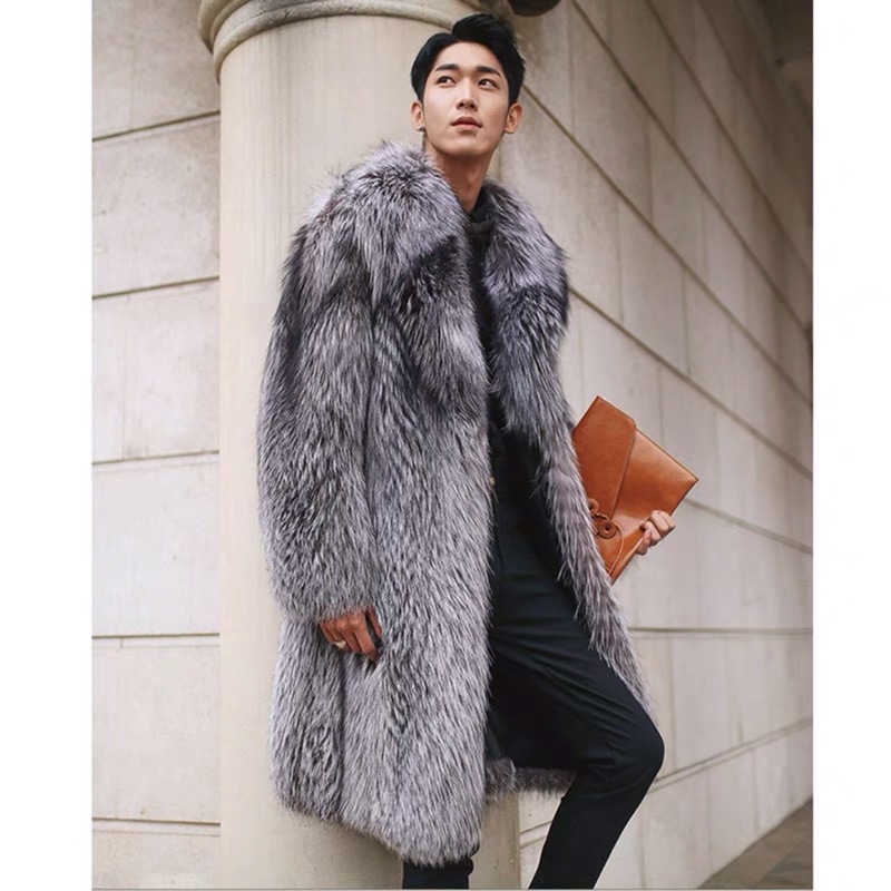 áo khoác lông chồn bạc dài big size nam cao cấp