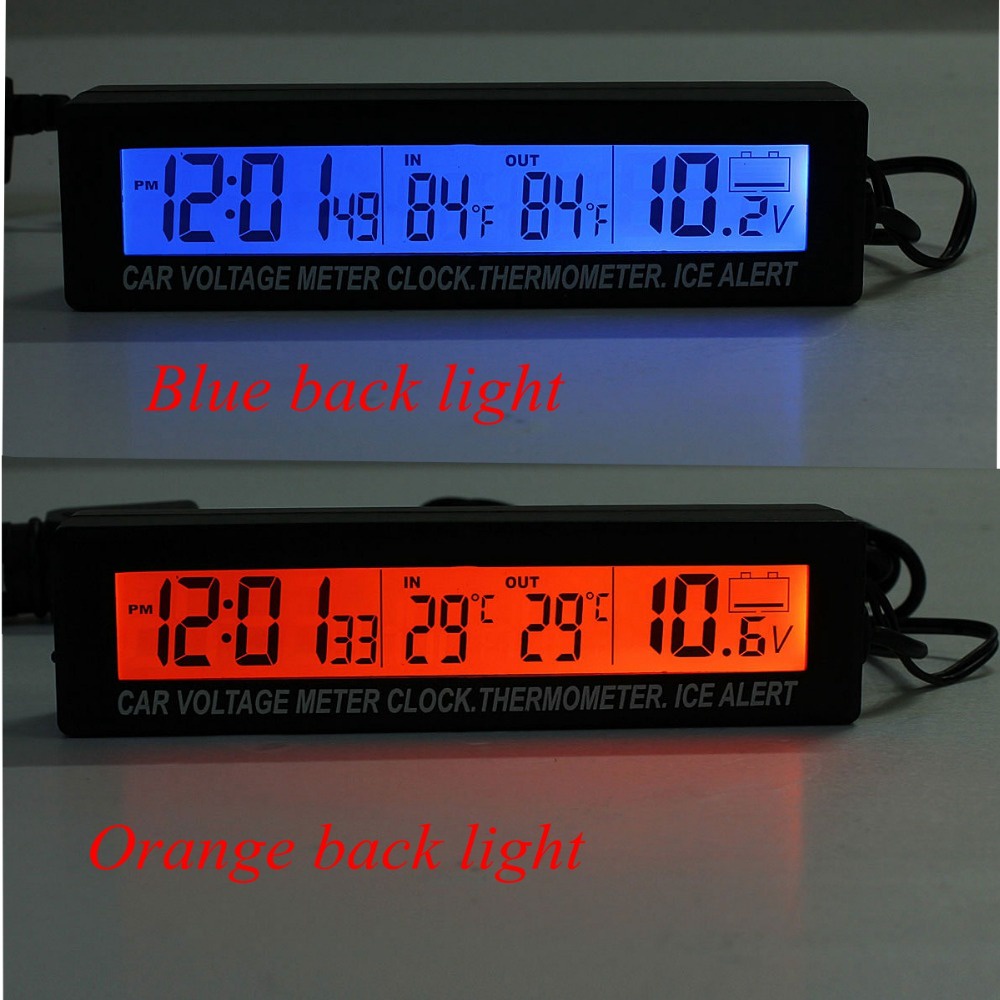 Đồng Hồ Đo Nhiệt Độ Màn Hình LED Kỹ Thuật Số 3 Trong 1 12V Cho Xe Hơi