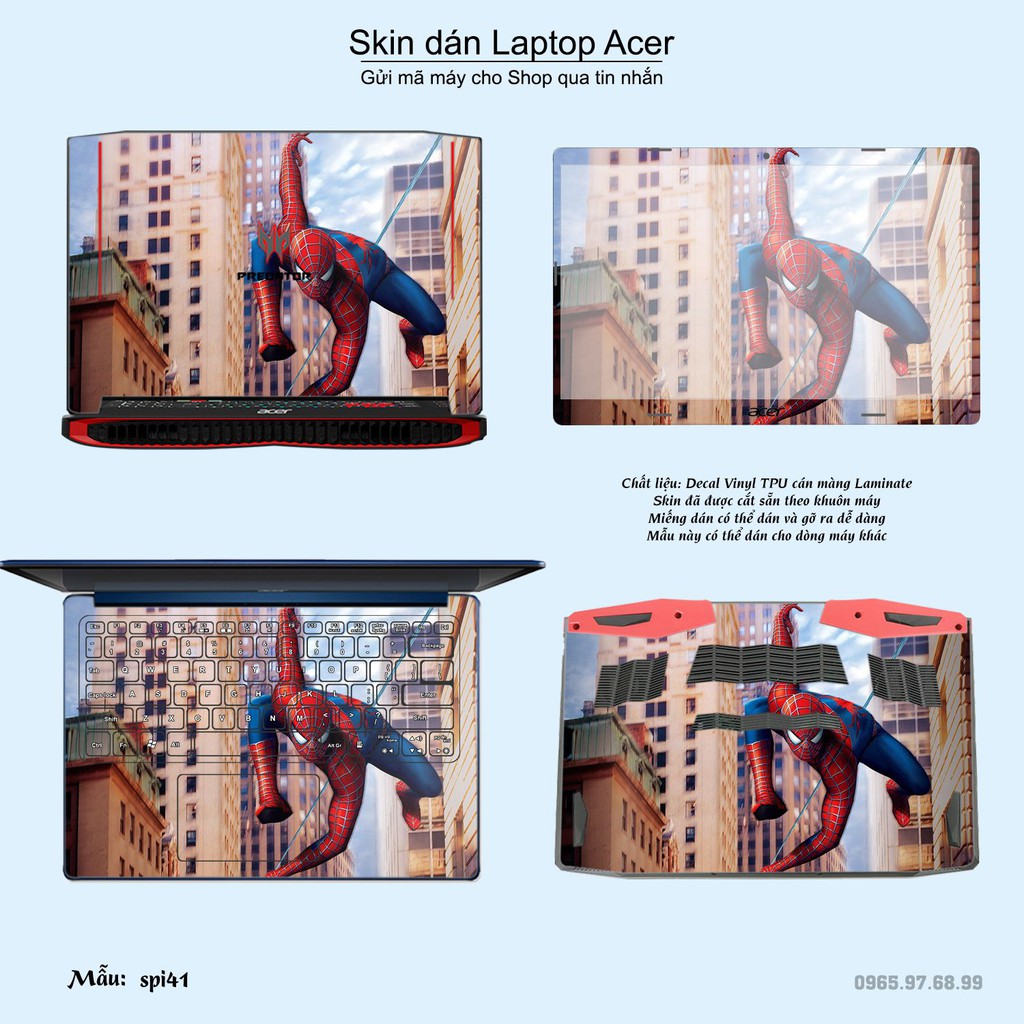 Skin dán Laptop Acer in hình người nhện Spiderman _nhiều mẫu 2 (inbox mã máy cho Shop)