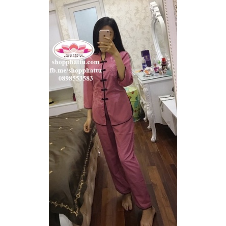 [CHÍNH HÃNG] Bộ cổ tàu thêu sen truyền thống nữ # đồ bộ đi lễ mặc nhà đều xinh # set xẩm