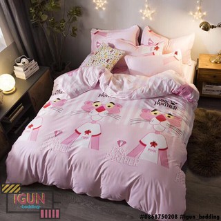 set BÁO HỒNG PINKPANTHER  bộ Chăn Ga Gối 4 món Poly cotton HÀN QUỐC 100%