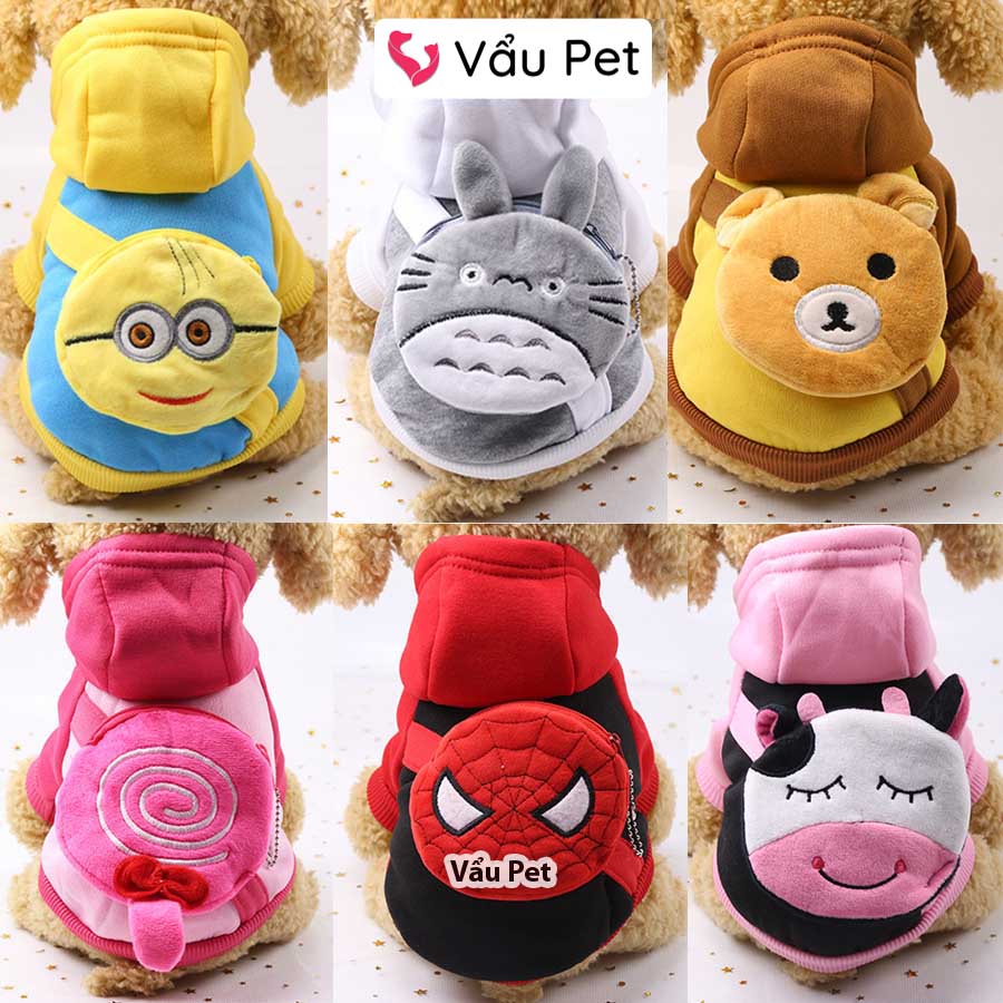 Áo cho chó mèo Nỉ kèm balo ngộ nghĩnh mùa đông - Quần áo cho chó poodle, con, lớn, mèo, thú cưng Vẩu Pet Shop