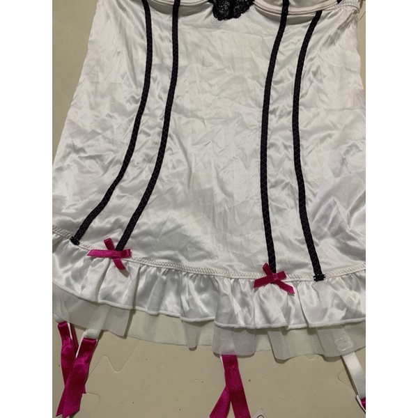 SET Váy Ngủ LA SENZA Cup Nâng Ngực Phối Ren Quyến Rũ Hàng Xuất Xịn Ren Trắng Kèm 2 Quần Size M