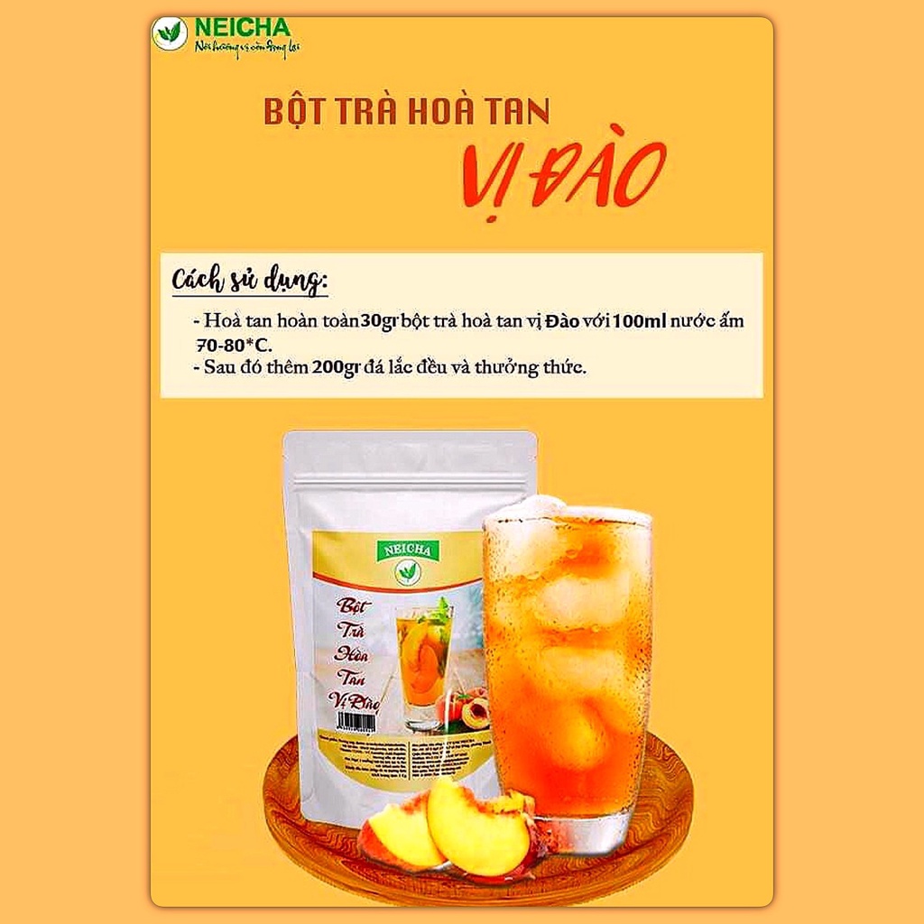 Bột Trà Đào Neicha hàng chính hãng/ Bột trà hoa quả PHA SẴN SIÊU NHANH thơm ngon chuẩn vị.