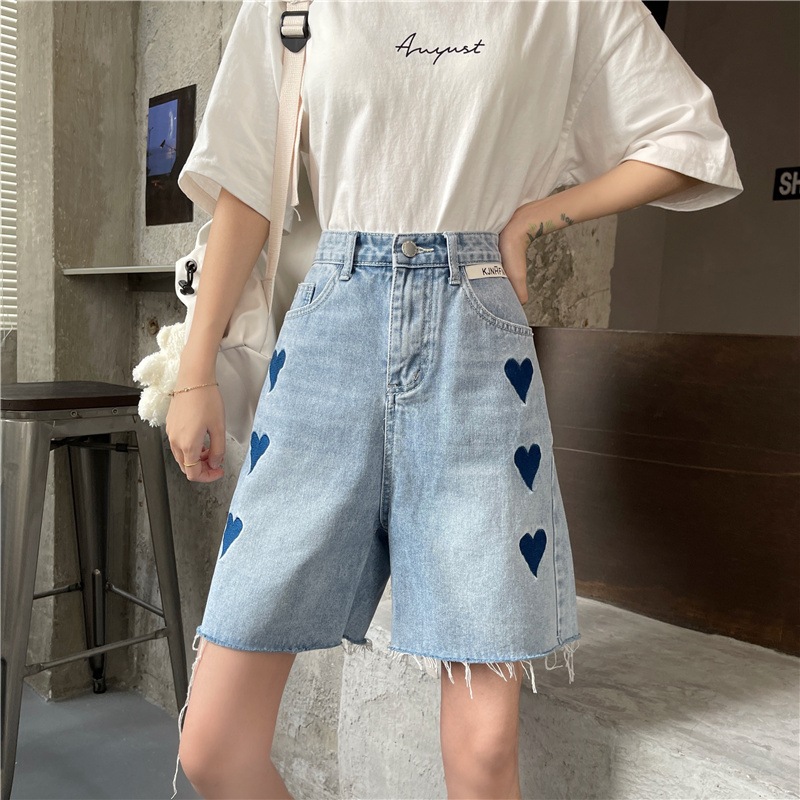 Quần short jeans denim lưng cao thời trang Hàn Quốc cho nữ
