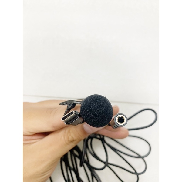 Micro thu âm cài áo, mic thu âm chân type c kèm theo rắc cắm tai nghe chân tròn 3.5mm giúp vừa ghi âm vừa nghe