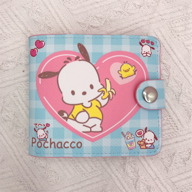 Ví Da Pu Ngắn Kira Sanrio mymelody Hello Kittykitty Kẻ Ô Tình Yêu Kurumi LittleTwinStars Có Nút Bấm Thẻ