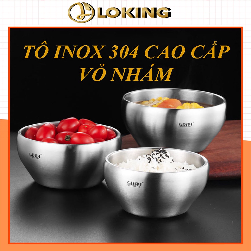 Bát inox nhám cách nhiệt, cứng, bền, tiện dụng, hàng cao cấp - LOKING