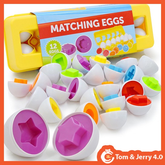 Đồ chơi trẻ em, đồ chơi set 12 trứng lắp ghép dễ thương cho bé [TOM AND JERRY 4.0 TOYS STORE]