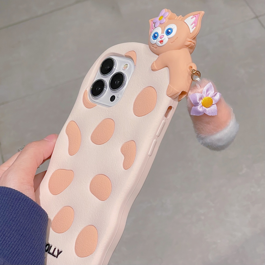 Ốp Điện Thoại Mềm Họa Tiết Hoạt Hình Gắn Dây Đeo Và Quả Bông Chống Sốc iPhone 7 8P X XS XR 11 12 13promax