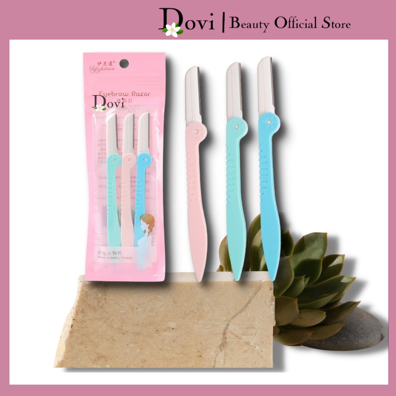 Dao Cạo Lông Mày Cạo Lông Mặt  Set 3  Cây  Có Lưỡi Bằng Thép Không Gỉ 8256