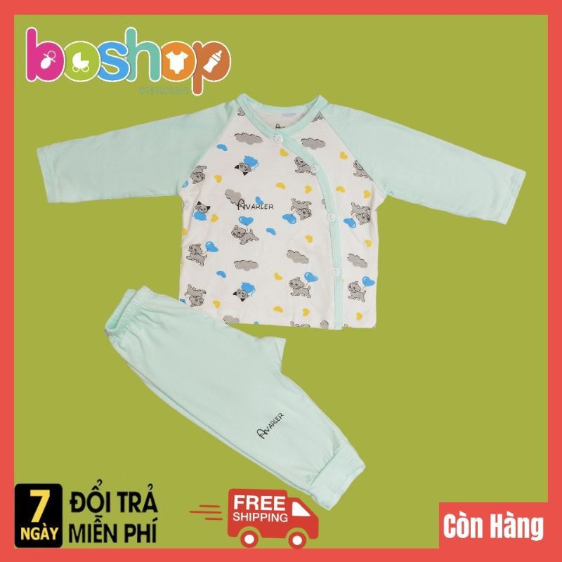 Bộ Quần Áo Dài Sơ Sinh AVA Vải Thun Lạnh Pha Tay