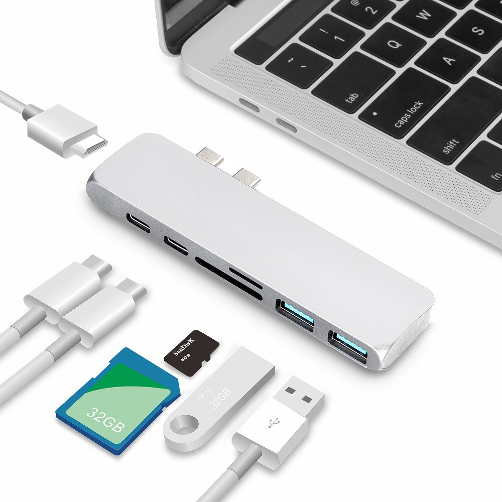 Đầu Đọc Thẻ Nhớ Hai Đầu Usb 3.0 HDMI SD Cho Macbook Air 13 2020 M1 Chip