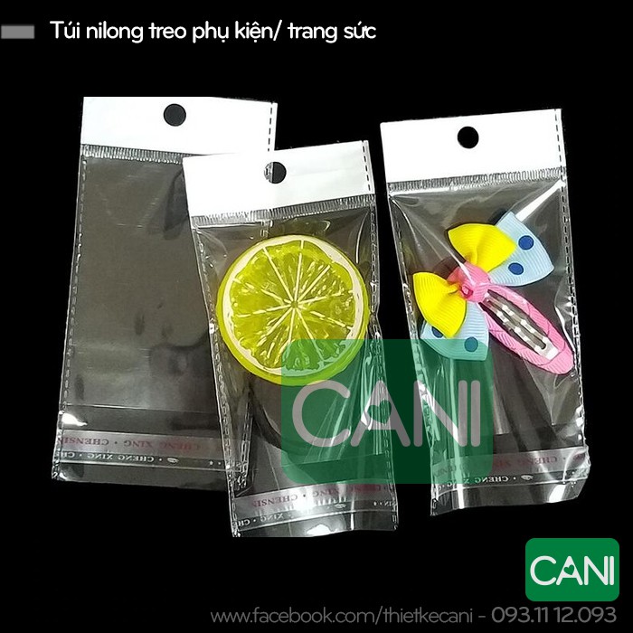 100 gr túi nilon bao đựng trang sức, phụ kiện có lỗ treo bao nilon bao Opp có màng ngọc CANI