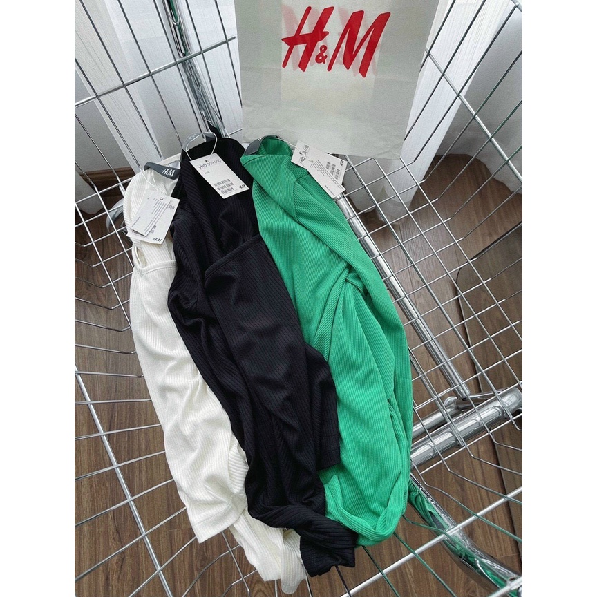 Set 3 ÁO Tăm cổ U dài tay HM, áo thu đông dài tay dáng ôm cổ vuông màu hothit dễ phối