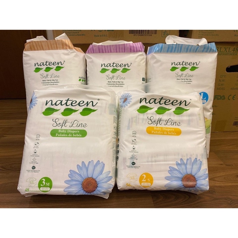 [TẶNG KHĂN ƯỚT 80 TỜ-   BỈM HỮU CƠ CHÂU ÂU] TÃ/BỈM DÁN/QUẦN NATEEN BỈ S56/M48/L44 Và L54/XL48