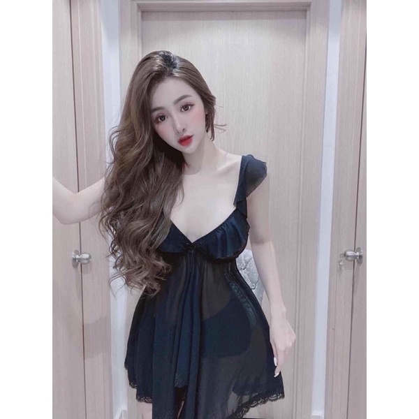 Váy ngủ ren mềm sexy, ren cánh tiên form che bụng tôn dáng dành cho những nàng tự ti về béo bụng , bà bầu mặc thoải mái