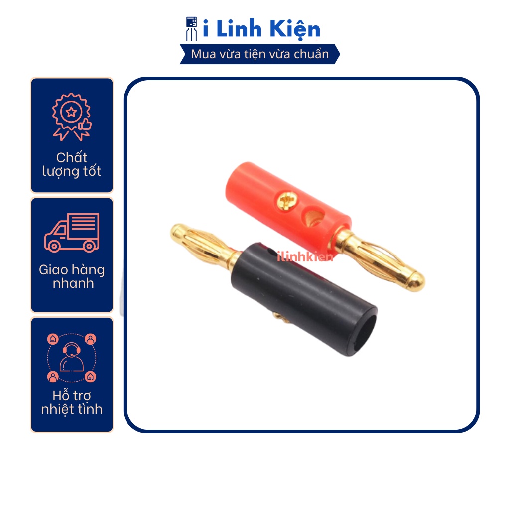 Đôi jack bắp chuối đực 4mm mạ vàng chất lượng cao