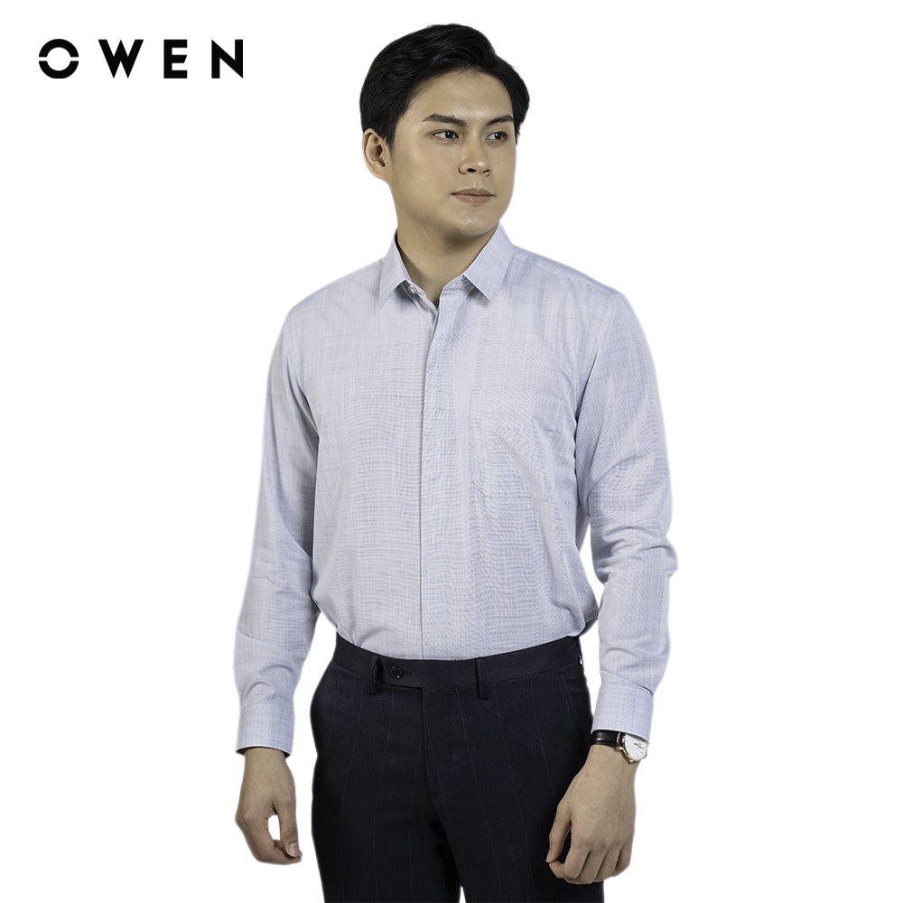 Áo sơ mi dài tay Nam Owen Bamboo Regular Fit melange ghi  - AR220021DT