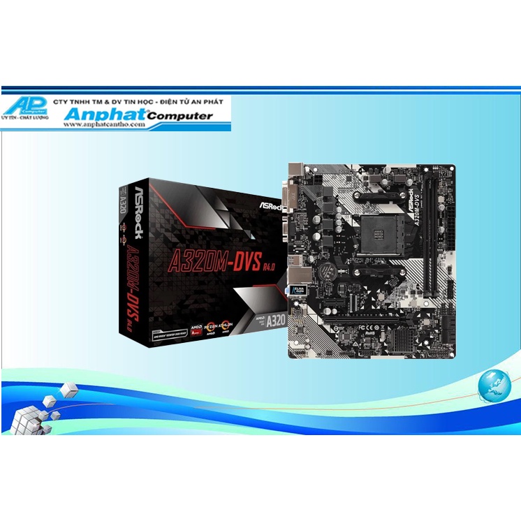 Bo mạch chủ main ASRock A320M-DVS R4.0- Hàng Chính Hãng - Bảo hành 36 tháng