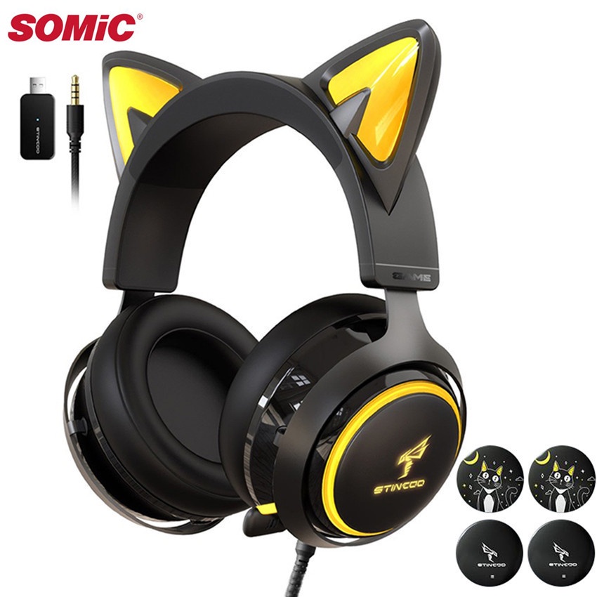 Tai Nghe Chơi Game Không Dây somic gs510 2.4g bluetooth rgb Có mic Cho ps5 / ps4 / pc / Điện Thoại