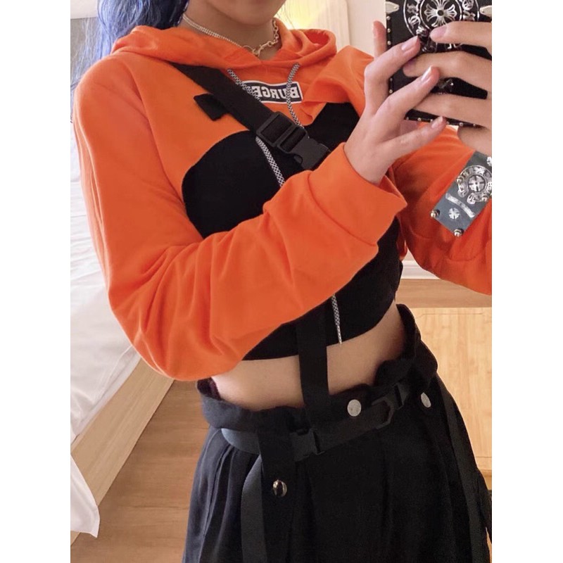 SET 2 MÓN ÁO CROPTOP HODDIE BURGER