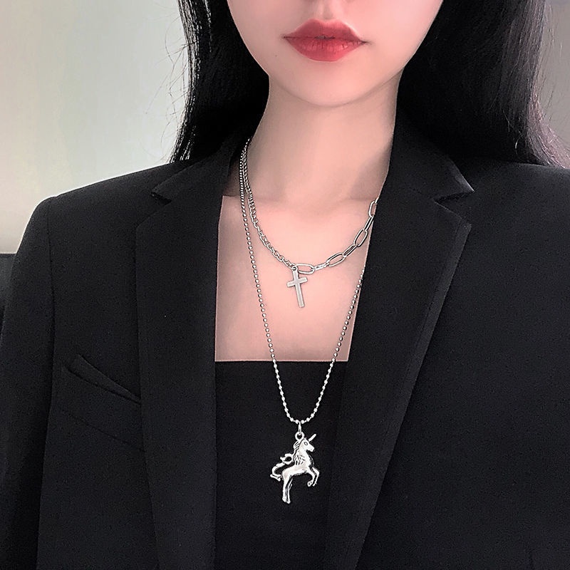 Vòng cổ Chuỗi Hạt Đen Đơn Giản Phong Cách Punk Cho Nữ