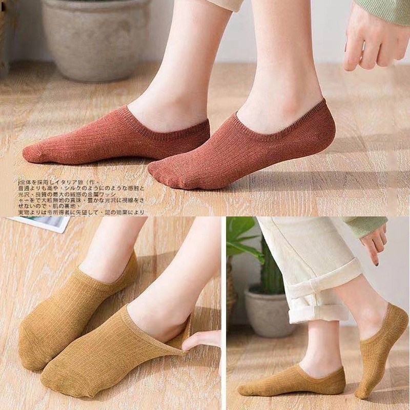 Vớ Cotton Cổ Thấp Chống Trượt Thoáng Khí Nhiều Màu Sắc Thời Trang Xuân Hè Cho Nữ