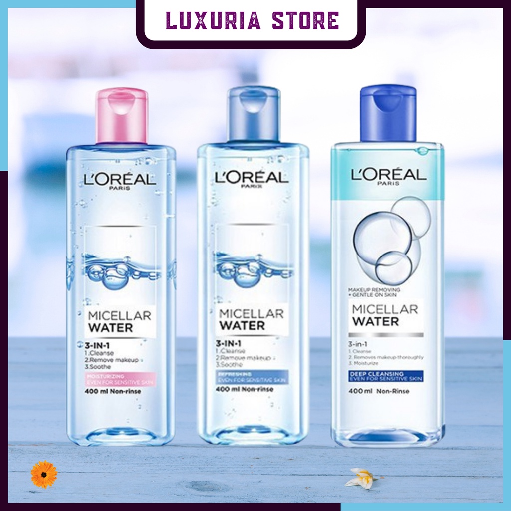 Nước tẩy trang Loreal, nước tẩy trang L'Oreal Paris 3-in-1 Micellar Water 400ml | BigBuy360 - bigbuy360.vn