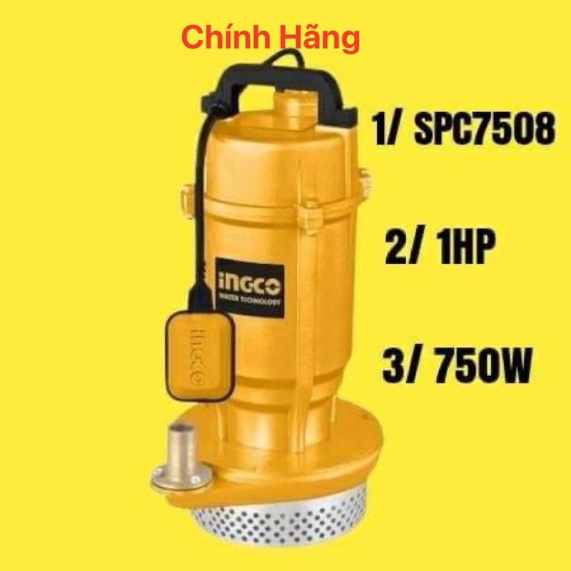 INGCO Máy bơm chìm nước sạch SPC7508 (Cam kết Chính Hãng 100%)
